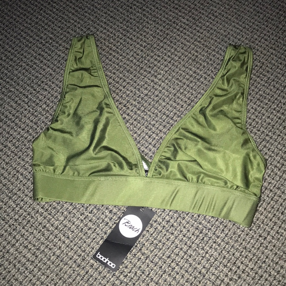 Boohoo Olive Green Triangle Bralette Bikini Top
